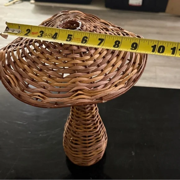 Vintage 1960s Wicker Mushroom Table Decor Pair - Picture 9 of 9